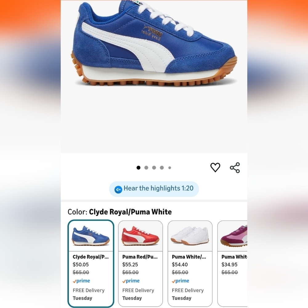 Puma Clyde Blue and White Sneakers